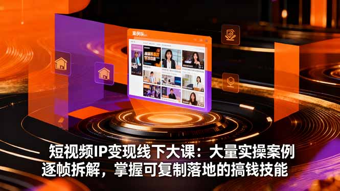 短视频IP变现线下大课：大量实操案例逐帧拆解，掌握可复制落地的搞钱技能-知行客