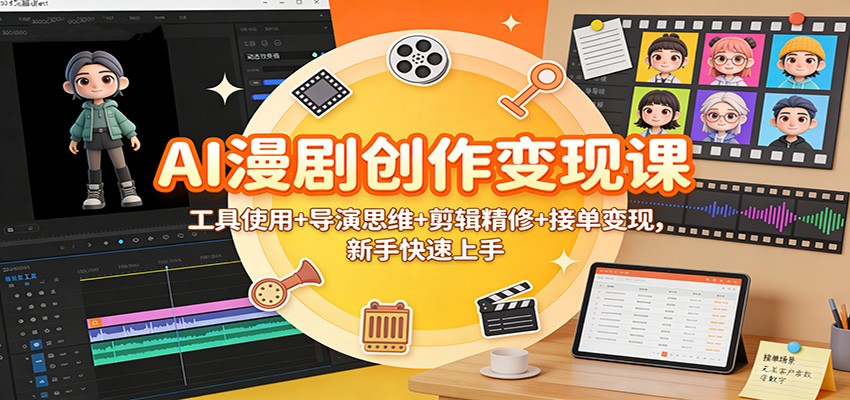 AI漫剧创作变现课：工具使用+导演思维+剪辑精修+接单变现，新手快速上手-知行客