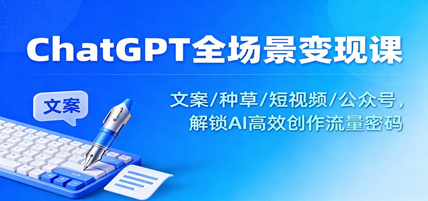 ChatGPT全场景变现课：文案/种草/短视频/公众号，解锁AI高效创作流量密码-知行客