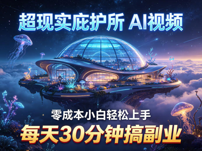 超现实庇护所AI视频项目拆解，零成本小白轻松上手，每天30分钟搞副业-知行客