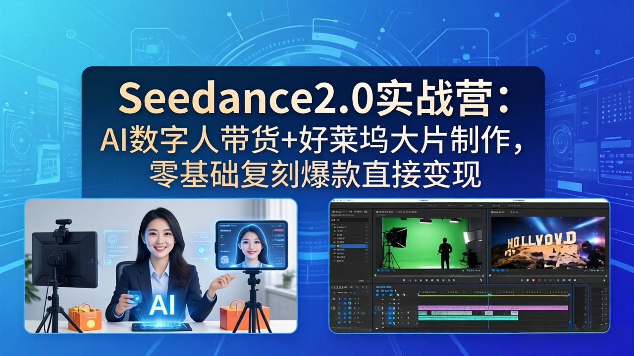 【精】Seedance2.0实战营:AI数字人带货+好莱坞大片制作,零基础复刻爆款直接变现-知行客