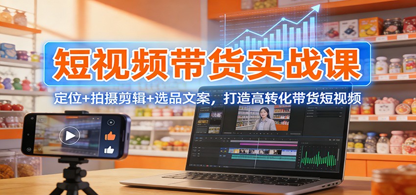短视频带货实战课：定位+拍摄剪辑+选品文案，打造高转化带货短视频-知行客