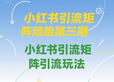 小红书引流矩阵陪跑第三期，小红书引流矩阵引流玩法-知行客