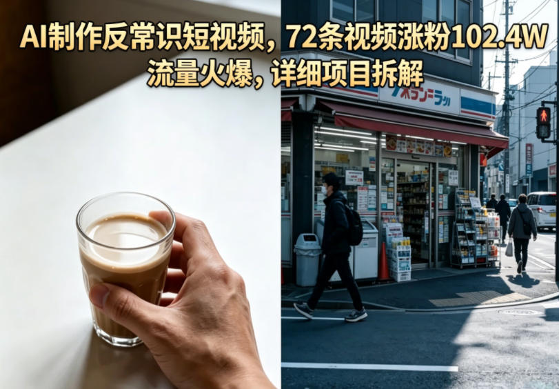 AI制作反常识短视频，72条视频涨粉102.4W，流量火爆，详细项目拆解-知行客