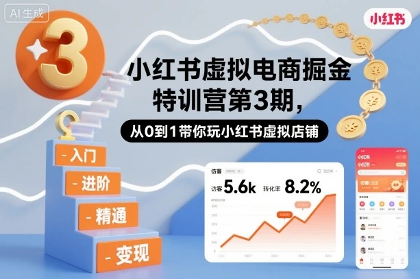 【精】小红书虚拟电商掘金特训营第3期，从0到1带你玩小红书虚拟店铺-知行客