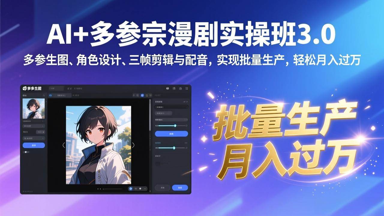 （17283期）AI+多参宗漫剧实操班3.0：多参生图、角色设计、三帧剪辑与配音，实现批量生产，轻松月入过万-知行客