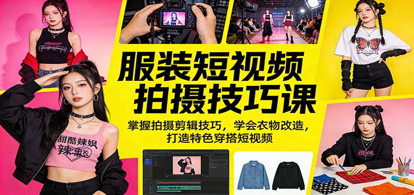 服装短视频拍摄技巧课：掌握拍摄剪辑技巧，学会衣物改造，打造特色穿搭短视频-知行客