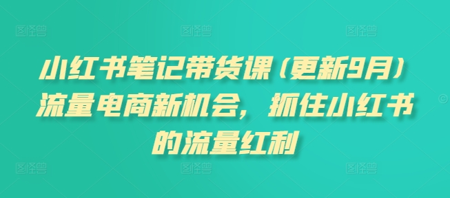小红书笔记带货课(更新25年9月)流量电商新机会，抓住小红书的流量红利-知行客