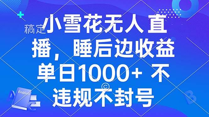 （13491期）小雪花无人直播 睡后收益单日1000+ 零粉丝新号开播 不违规 看完就会-知行客