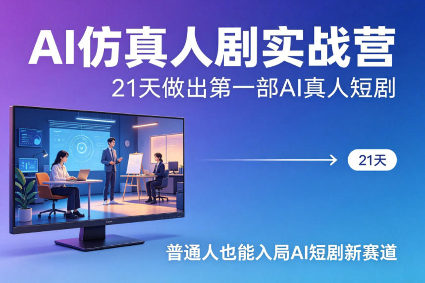 AI仿真人剧实战营，21天做出第一部AI真人短剧，普通人也能入局AI短剧新赛道-知行客