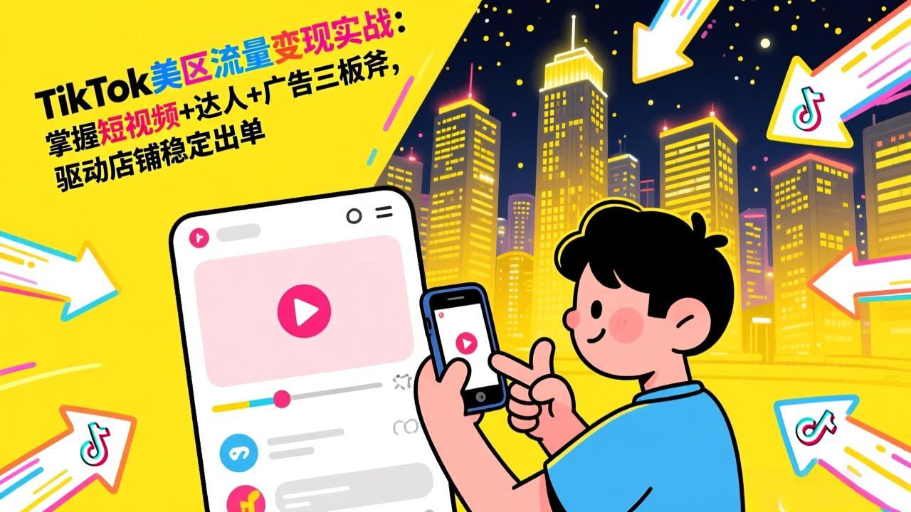 【精】TikTok美区流量变现实战：掌握短视频+达人+广告三板斧，驱动店铺稳定出单-知行客