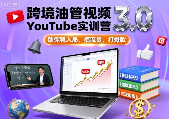 跨境油管视频YouTube实训营3.0，助你稳入局、搞流量、打爆款-知行客