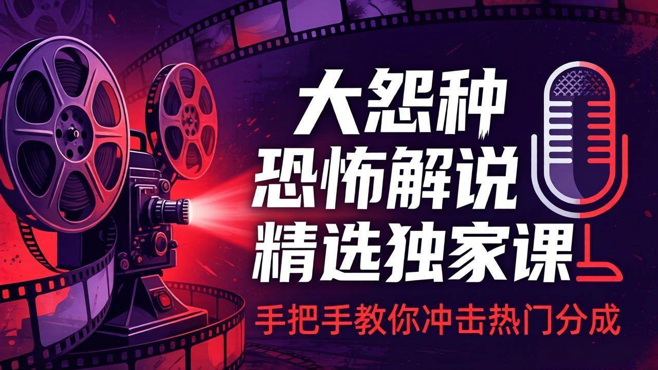 【精】大怨种恐怖解说精选独家课：电影下载+文案配音+片头封面，手把手教你冲击热门分成-知行客