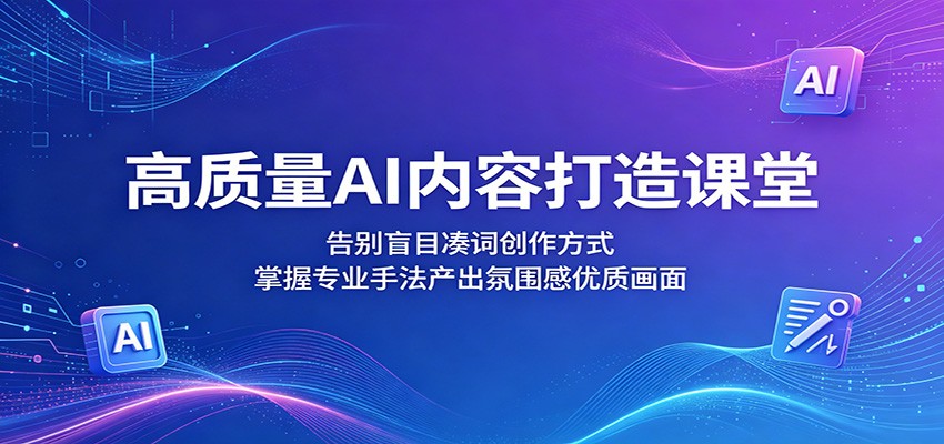 高质量AI内容打造课堂：告别盲目凑词创作方式，掌握专业手法产出氛围感优质画面-知行客