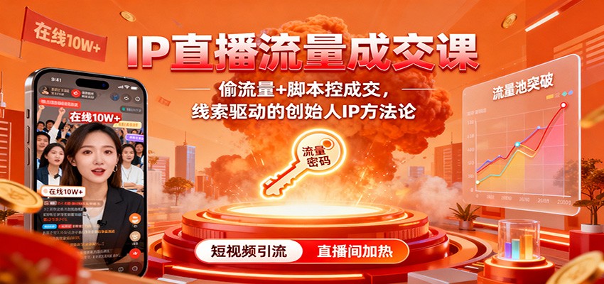 IP直播流量成交课：偷流量+脚本控成交，线索驱动的创始人IP方法论-知行客