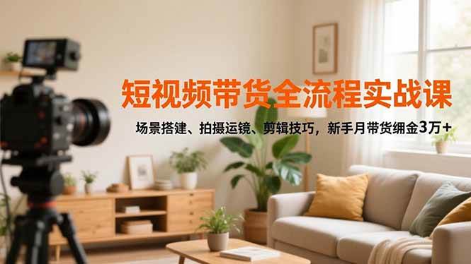 （16680期）短视频带货全流程实战课，场景搭建、拍摄运镜、剪辑技巧，新手月带货佣金3万+-知行客