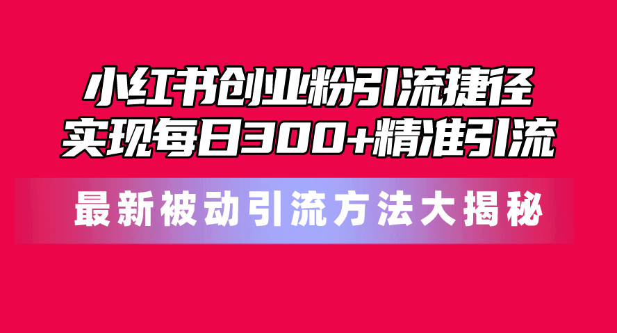 （10692期）小红书创业粉引流捷径！最新被动引流方法大揭秘，实现每日300+精准引流-知行客
