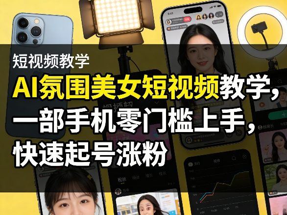 AI氛围美女短视频教学，一部手机零门槛上手，快速起号涨粉-知行客