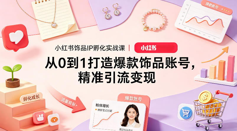 小红书饰品IP孵化实战课｜从0到1打造爆款饰品账号，精准引流变现-知行客
