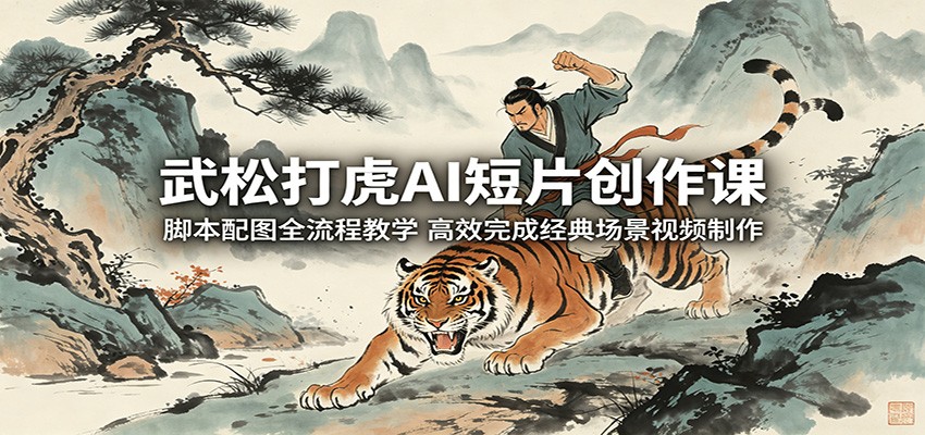 武松打虎AI短片创作课：脚本配图全流程教学，高效完成经典场景视频制作-知行客