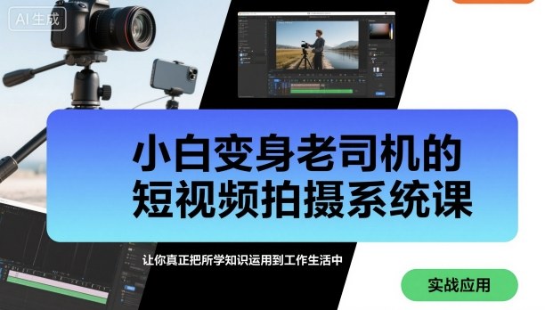小白变身老司机的短视频拍摄系统课，让你真正把所学知识运用到工作生活中-知行客