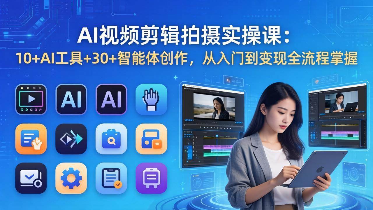（17818期）AI 视频剪辑拍摄实操课：10+AI工具+30+智能体创作，从入门到变现全流程掌握 | 资源下载 - 知行客-知行客