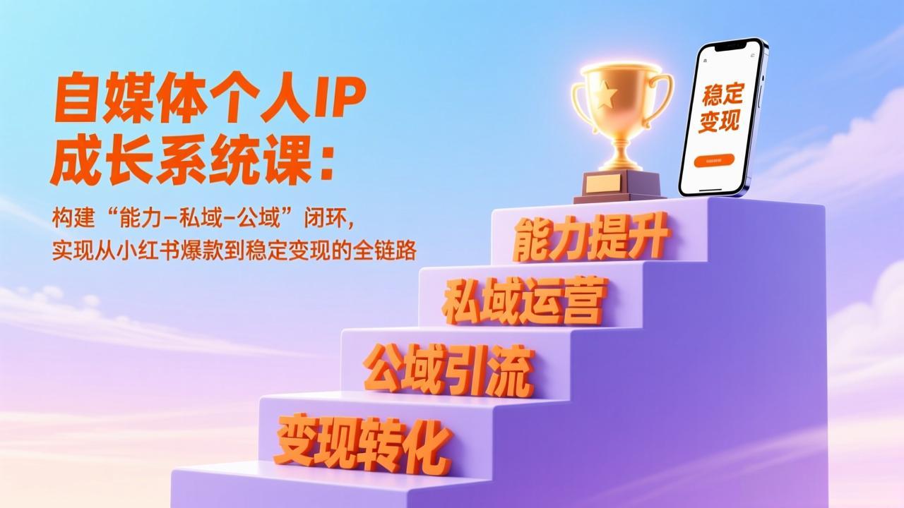 自媒体个人IP成长系统课：构建“能力-私域-公域”闭环，实现从小红书爆款到稳定变现的全链路-知行客
