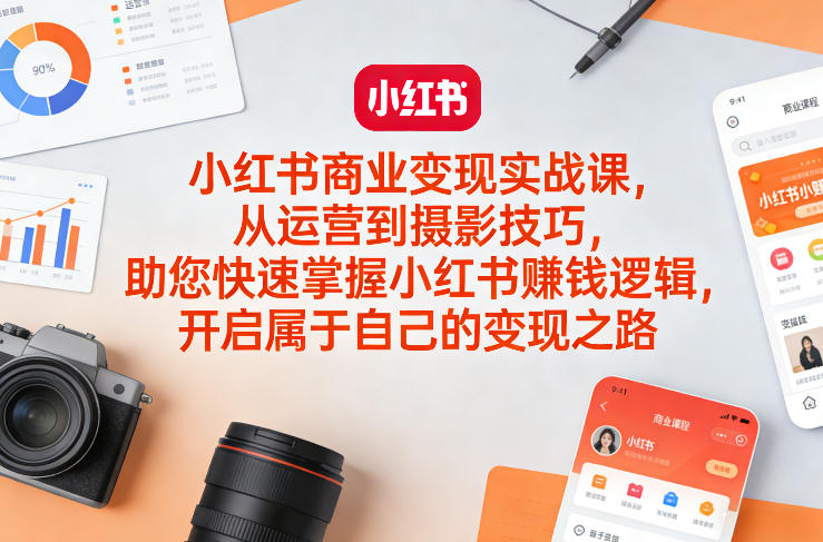 小红书商业变现实战课，从运营到摄影技巧，助您快速掌握小红书賺钱逻辑，开启属于自己的变现之路-知行客