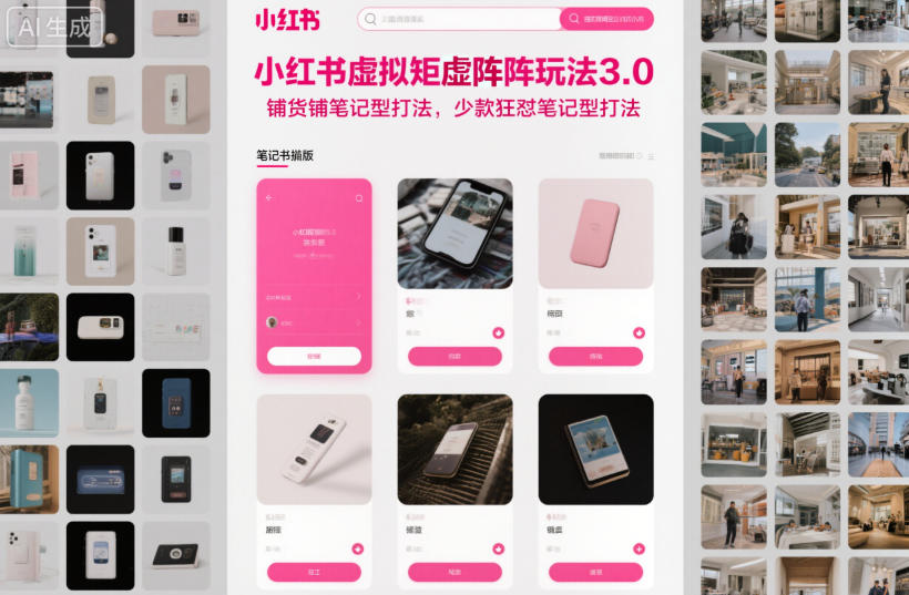 小红书虚拟矩阵玩法3.0，铺货铺笔记型打法，少款狂怼笔记型打法-知行客