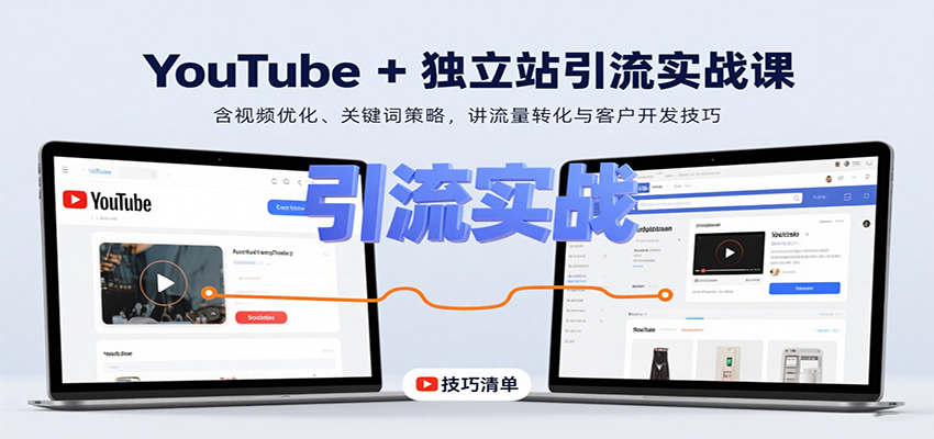 YouTube+独立站引流实战课：含视频优化、关键词策略，讲流量转化与客户开发技巧-知行客