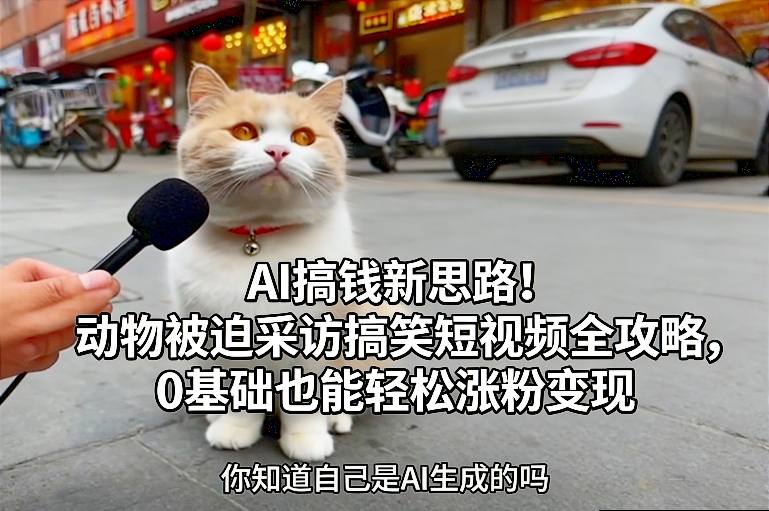 AI搞钱新思路！动物被迫采访搞笑短视频全攻略，0基础也能轻松涨粉变现 | 资源下载 - 知行客-知行客