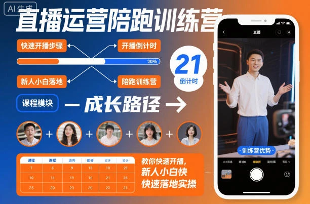 【精】直播运营陪跑训练营，教你快速开播，新人小白快速落地实操-知行客