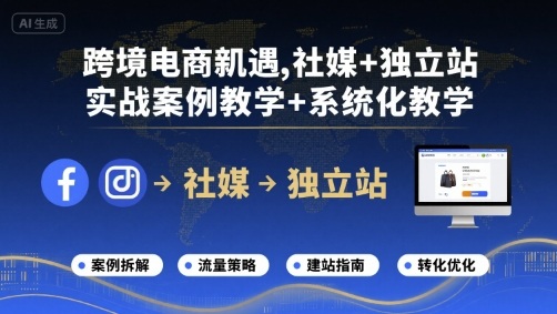 跨境电商新机遇，社媒+独立站，实战案例教学+系统化教学-知行客