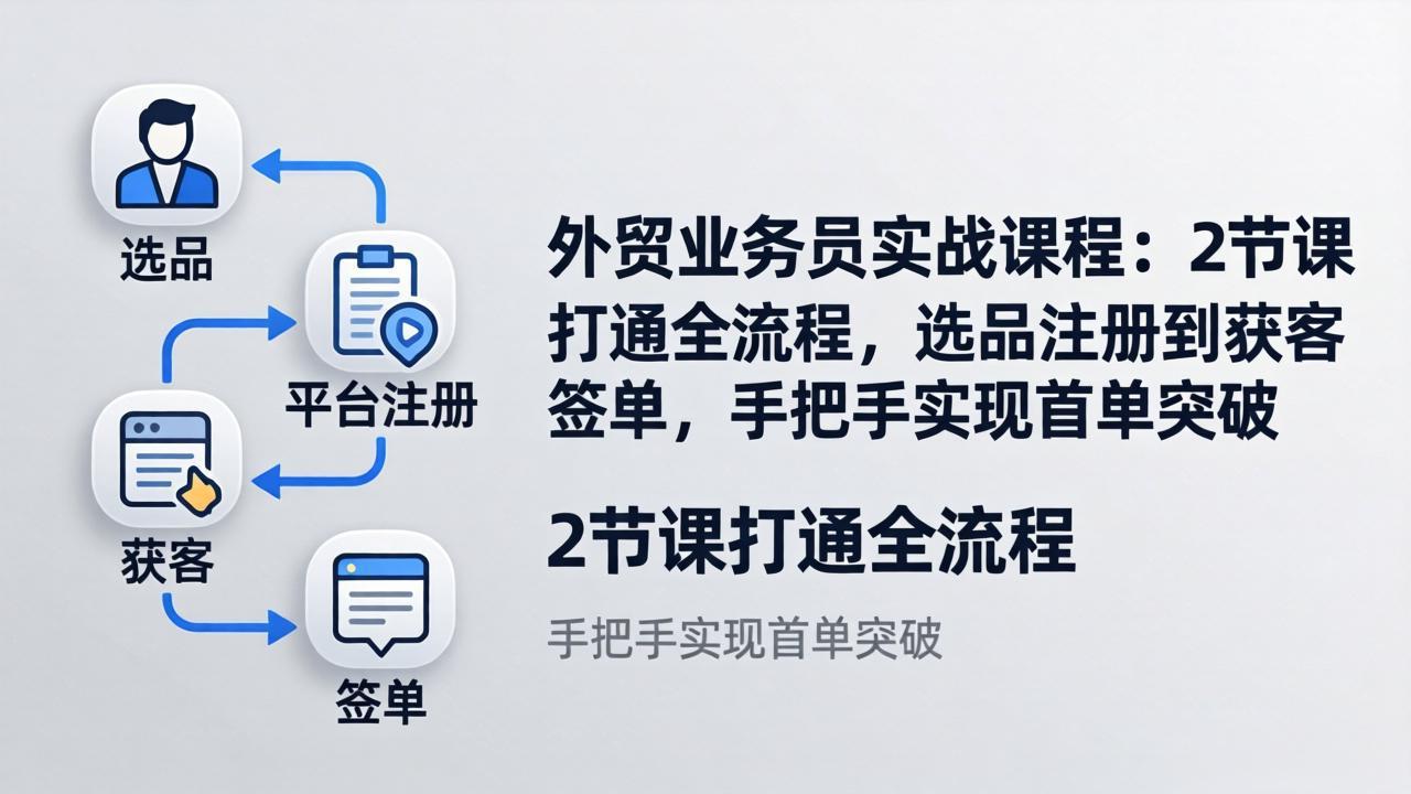 外贸业务员实战课程：2节课打通全流程，选品注册到获客签单，手把手实现首单突破-知行客
