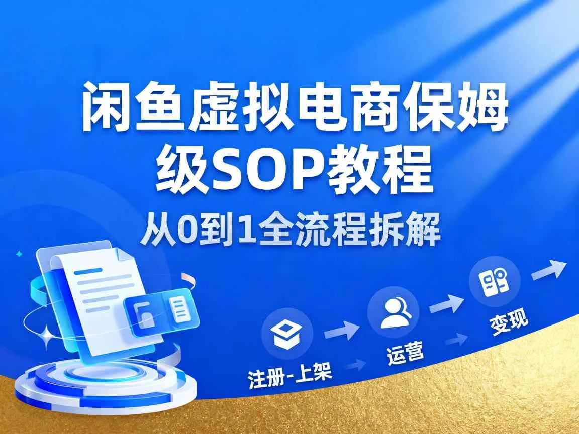 闲鱼虚拟电商，月入轻松过1W，保姆级SOP教程-知行客