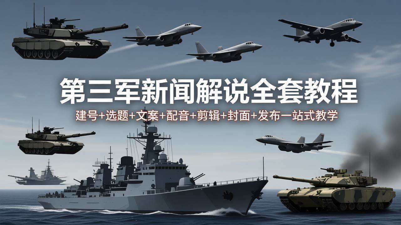 （18081期）第三军迷新闻解说全套教程：建号+选题+文案+配音+剪辑+封面+发布一站式教学-知行客