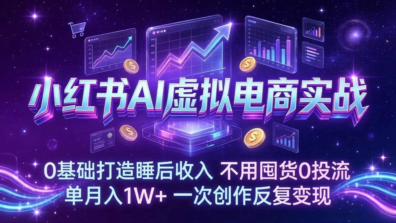 【精】小红书AI虚拟电商实战：0基础打造睡后收入，不用囤货0投流，单月入1W+，一次创作反复变现-知行客