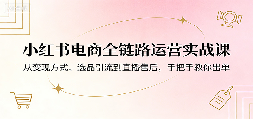 小红书电商全链路运营实战课：从变现方式、选品引流到直播售后，手把手教你出单-知行客
