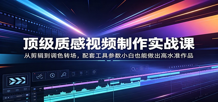 顶级质感视频制作实战课：从剪辑到调色转场，配套工具参数小白也能做出高水准作品-知行客