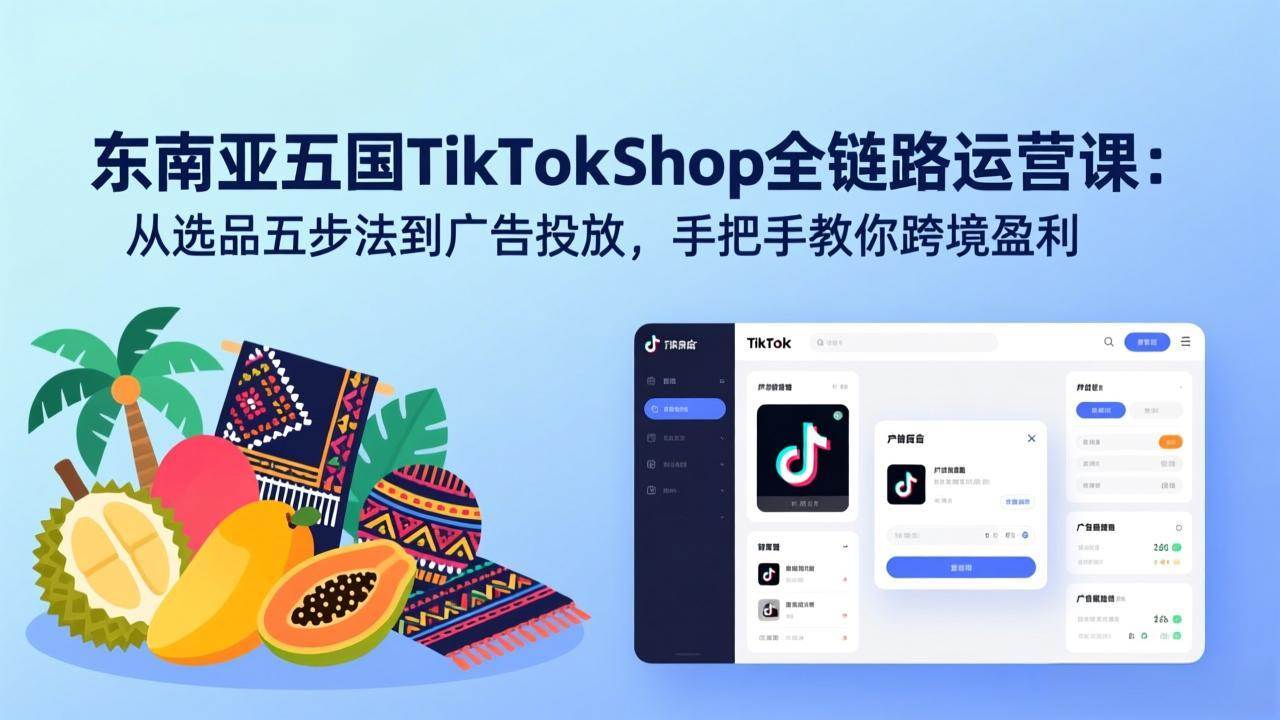 （17511期）东南亚五国TikTok Shop全链路运营课：从选品五步法到广告投放，手把手教你跨境盈利-知行客