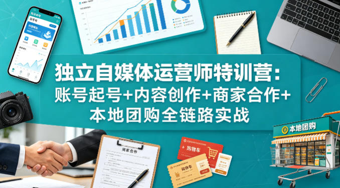 独立自媒体运营师特训营：账号起号+内容创作+商家合作+本地团购全链路实战-知行客