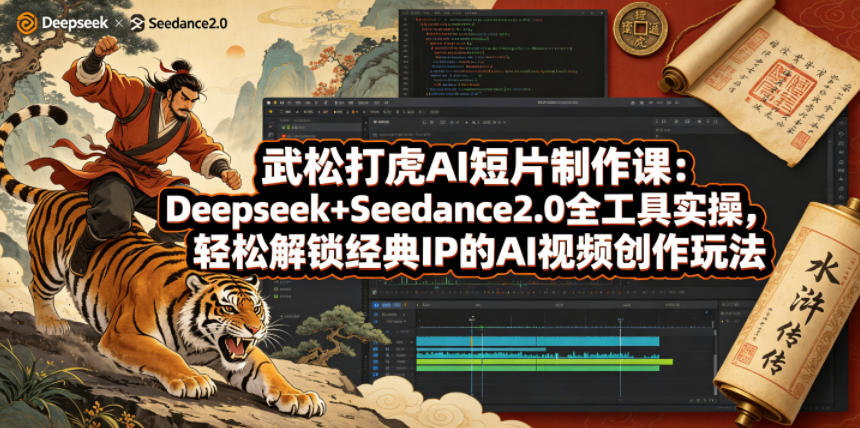 武松打虎AI短片制作课：Deepseek+Seedance2.0全工具实操，轻松解锁经典IP的AI视频创作玩法-知行客