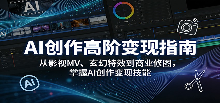 AI创作高阶变现指南：从影视MV、玄幻特效到商业修图，掌握AI创作变现技能-知行客