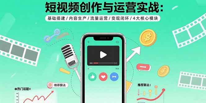 （15819期）短视频创作与运营实战：基础搭建/内容生产/流量运营/变现闭环/4大核心模块-知行客