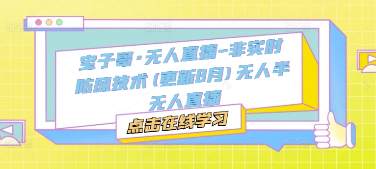 宝子哥·无人直播-非实时防风技术(更新25年12月)无人半无人直播 | 资源下载 - 知行客-知行客