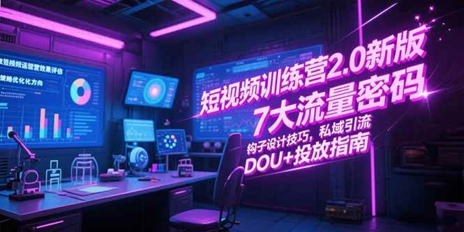 （15255期）短视频训练营2.0新版，7大流量密码/钩子设计技巧/私域引流/DOU+投放指南-知行客