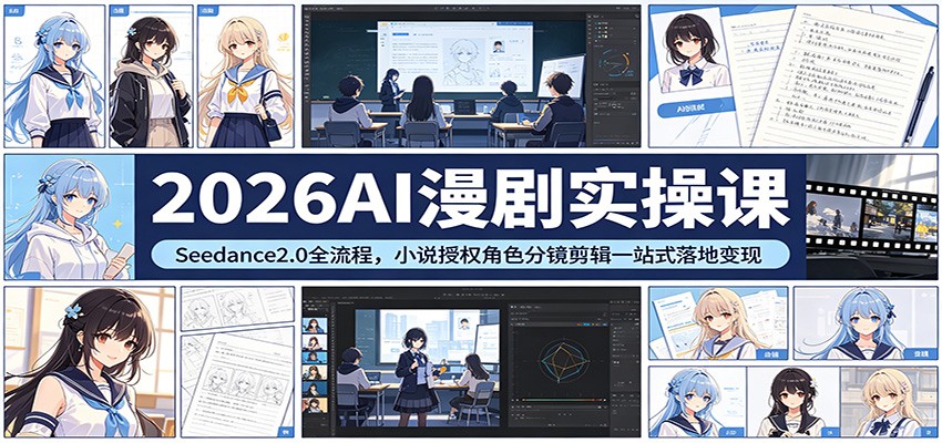 2026AI漫剧实操课：Seedance2.0全流程，小说授权角色分镜剪辑一站式落地变现-知行客