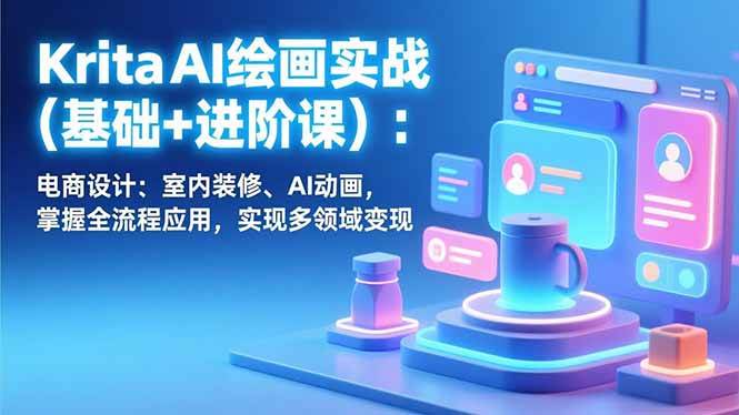 （17023期）Krita AI绘画实战(基础+进阶课)：电商设计、室内装修、AI动画，掌握全流程应用，实现多领域变现-知行客