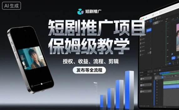 【精】短剧推广项目保姆级教学，授权、收益、流程、剪辑，发布等全流程-知行客