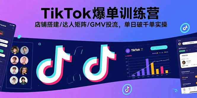 TikTok爆单训练营，店铺搭建/达人矩阵/GMV投流，单日破千单实操-知行客